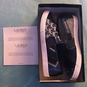 Lauren Ralph Lauren Blue Jinny Patchwork Slip-On Sneakers